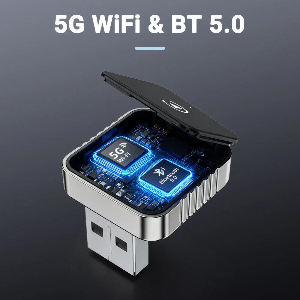 Techzzy XUDA 2-in-1 Wireless CarPlay & Android Auto Adapter – Plug & Play USB Dongle for OEM Car Stereo