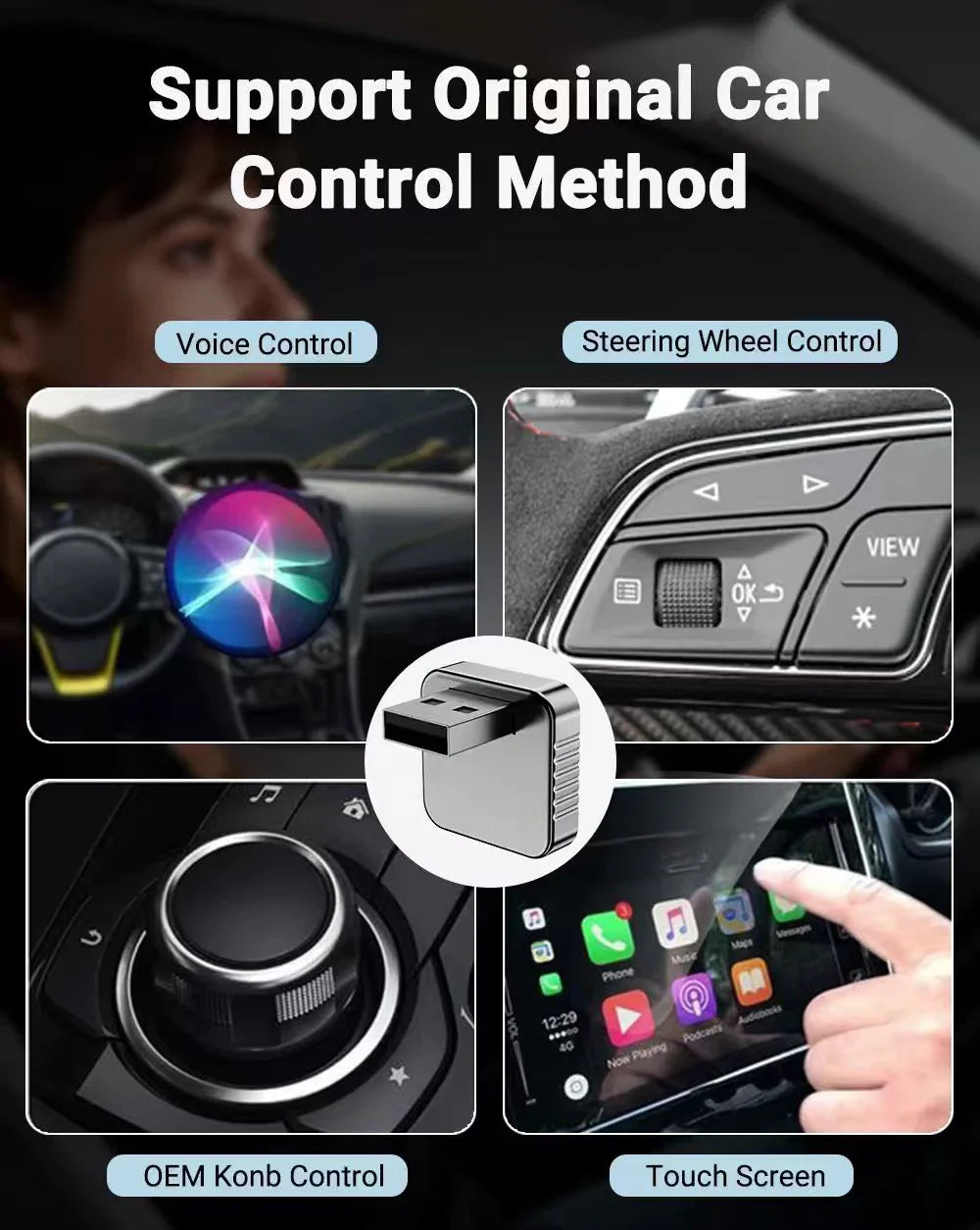 Techzzy XUDA 2-in-1 Wireless CarPlay & Android Auto Adapter – Plug & Play USB Dongle for OEM Car Stereo