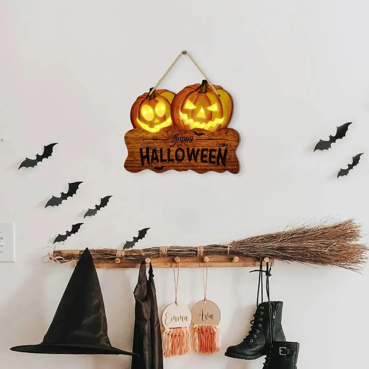 Illuminated Wooden Halloween Sign