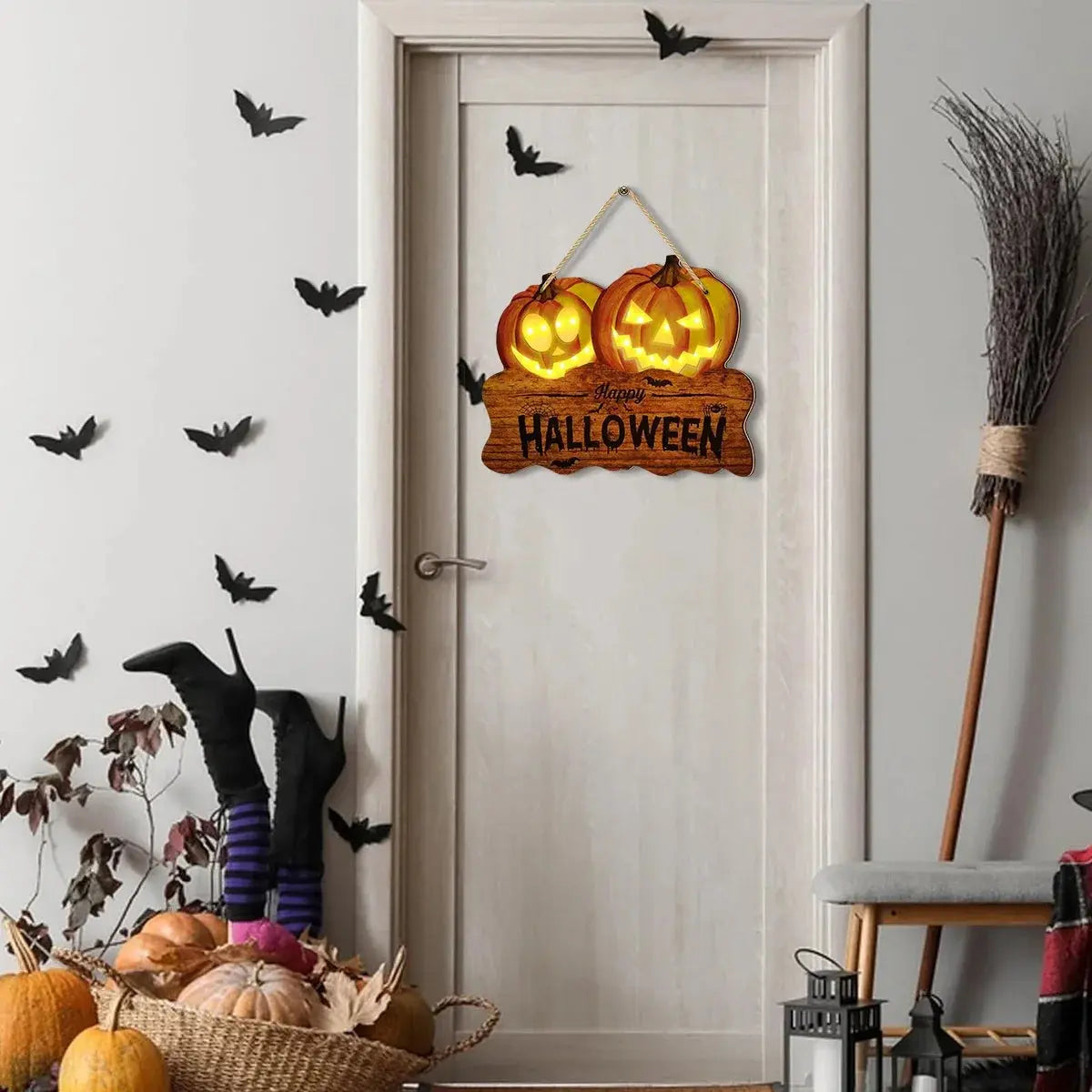 Illuminated Wooden Halloween Sign