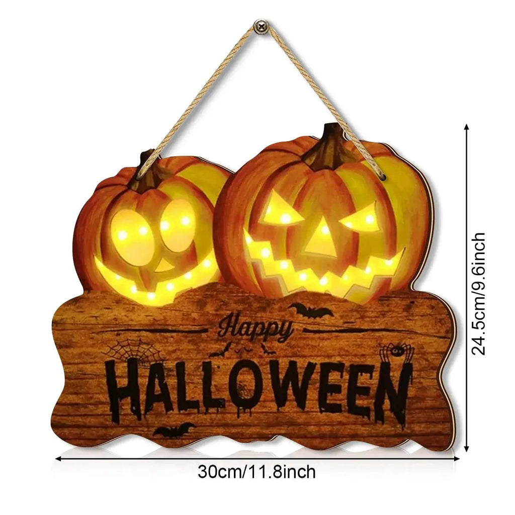 Illuminated Wooden Halloween Sign