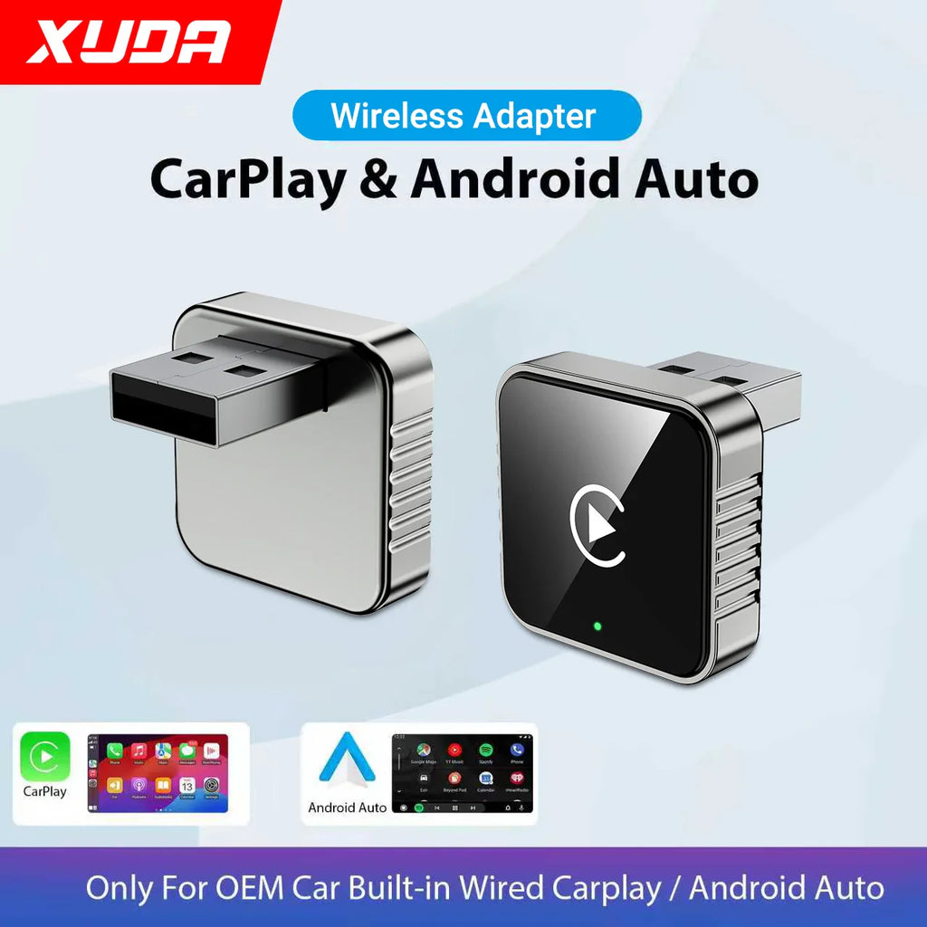 Techzzy XUDA 2-in-1 Wireless CarPlay & Android Auto Adapter – Plug & Play USB Dongle for OEM Car Stereo