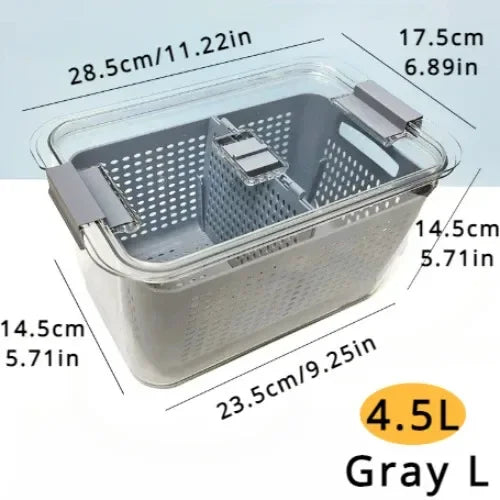 Clear Fresh-Keeper Box – Drain Basket for Veggies & Fruits!