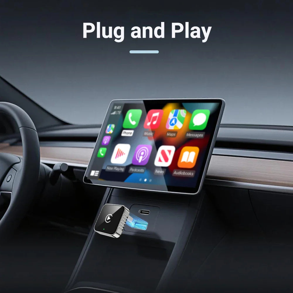 Techzzy XUDA 2-in-1 Wireless CarPlay & Android Auto Adapter – Plug & Play USB Dongle for OEM Car Stereo