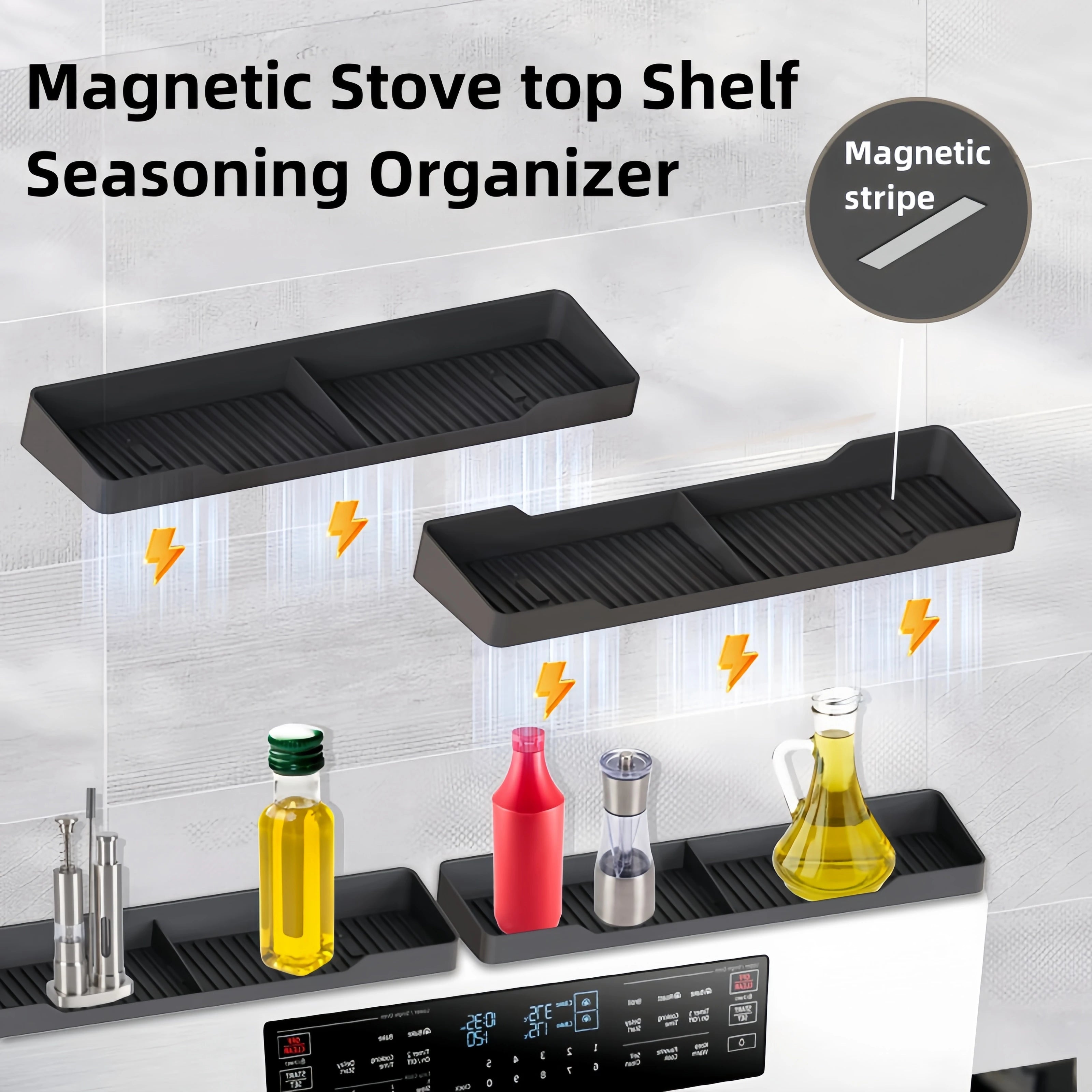 Space-Saving Magnetic Rack – Holds Spices, Utensils & More!