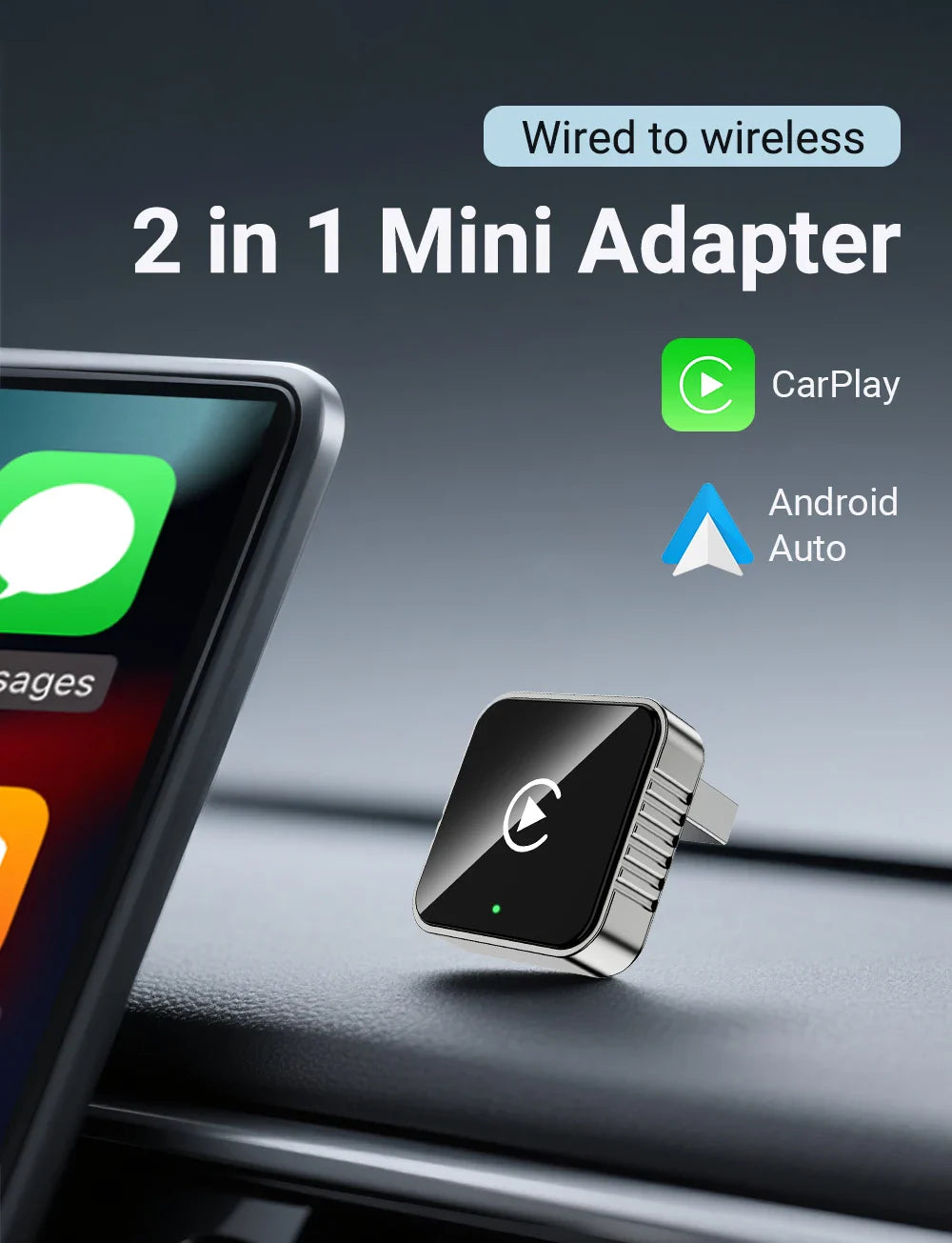 Techzzy XUDA 2-in-1 Wireless CarPlay & Android Auto Adapter – Plug & Play USB Dongle for OEM Car Stereo