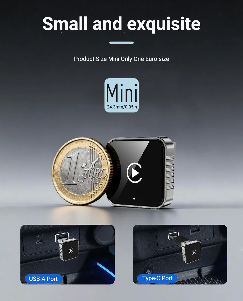 Techzzy XUDA 2-in-1 Wireless CarPlay & Android Auto Adapter – Plug & Play USB Dongle for OEM Car Stereo