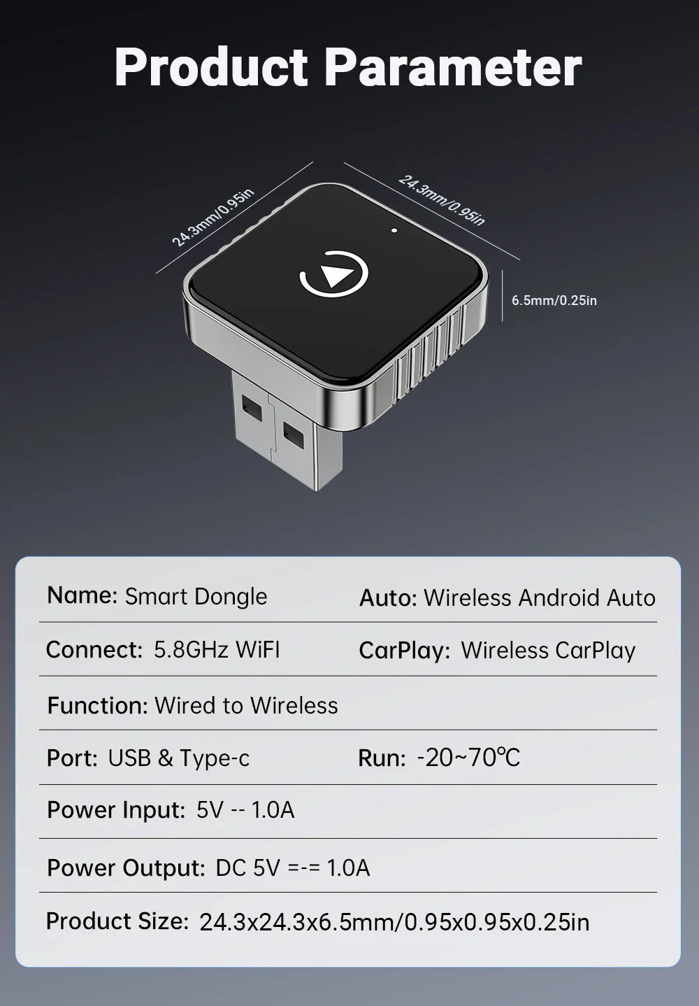 Techzzy XUDA 2-in-1 Wireless CarPlay & Android Auto Adapter – Plug & Play USB Dongle for OEM Car Stereo